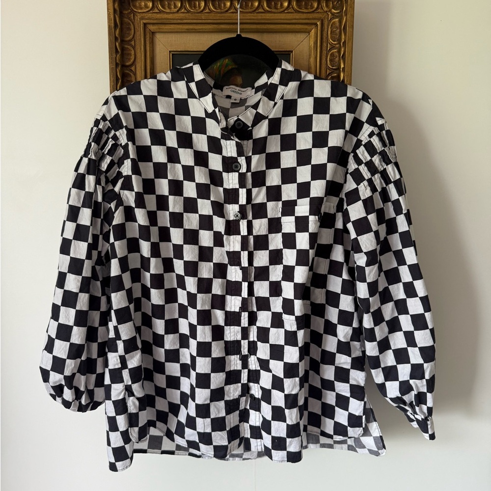 Rebecca Minkoff, Black and White Checkered Blouse, size 8
